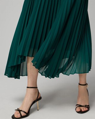 Pleated Halter Midi Dress