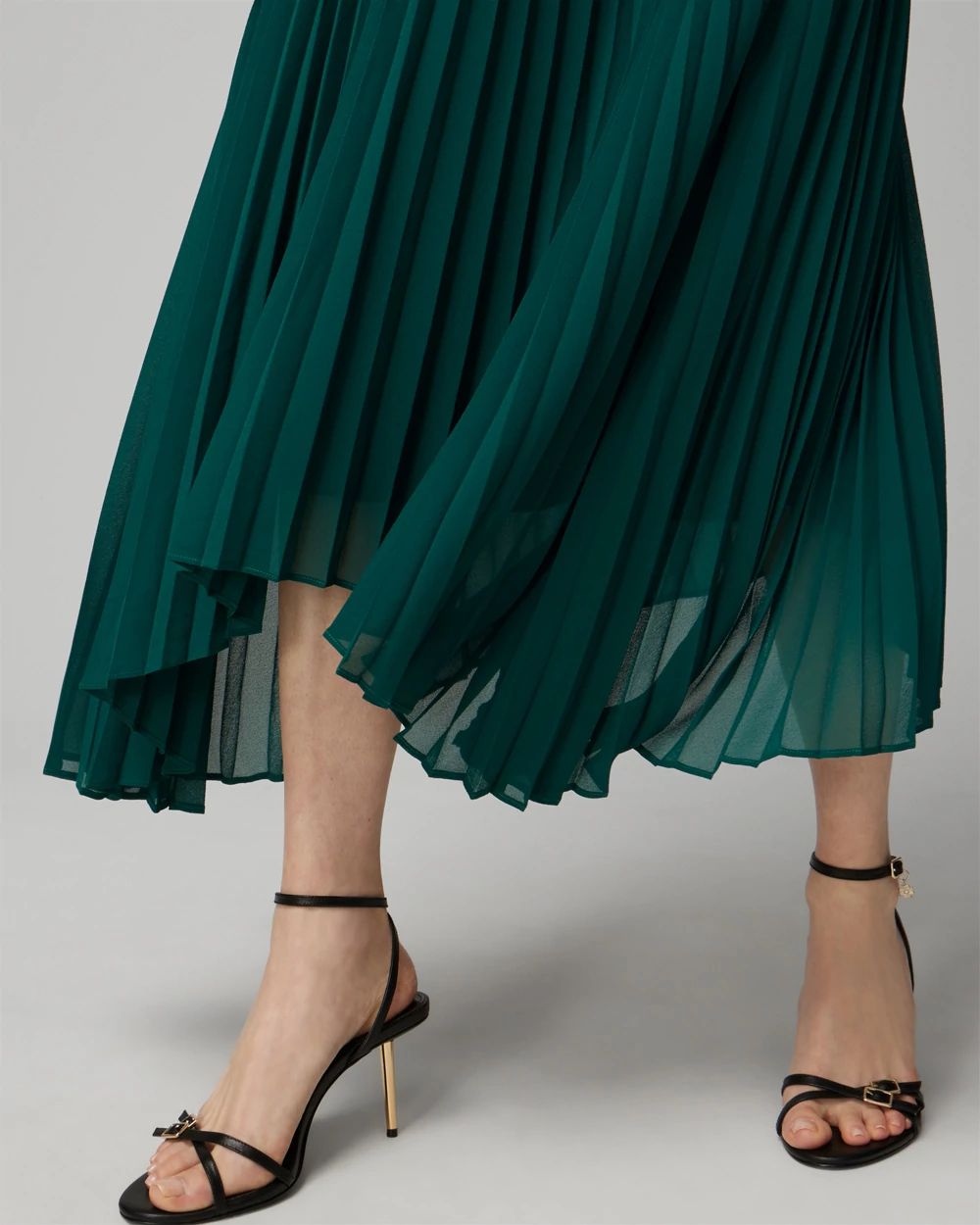 Pleated Halter Midi Dress click to view larger image.