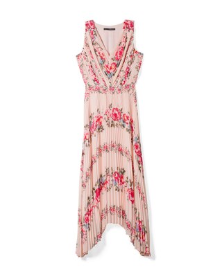 Sleeveless Smocked Pleated Midi Dress
