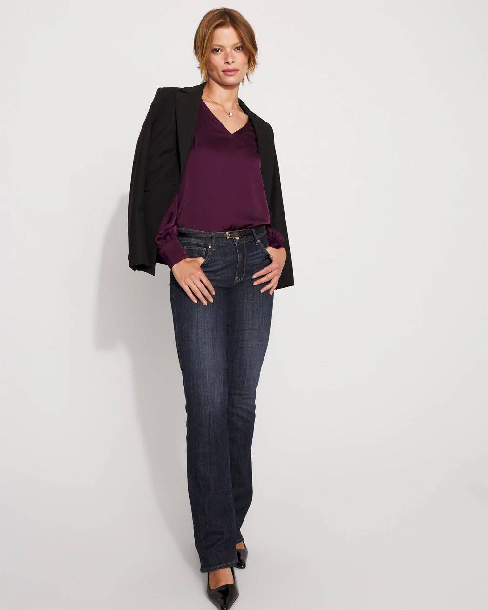 Knit Mix Satin Top click to view larger image.