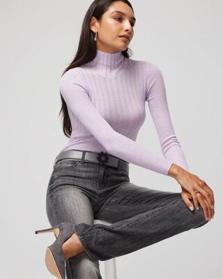 Long Sleeve Cashmere Blend Mockneck
