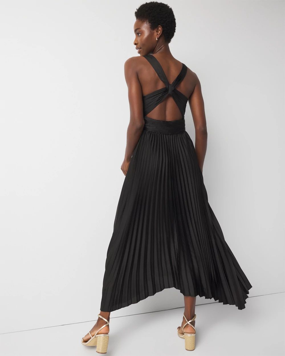 Satin Pleated Midi Dress