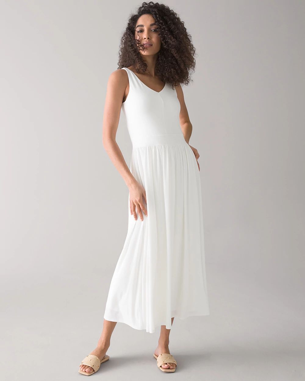 Matte Jersey Fit Flare Midi Dress