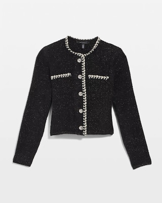 Black and White Tweed Sweater Jacket click to view larger image.