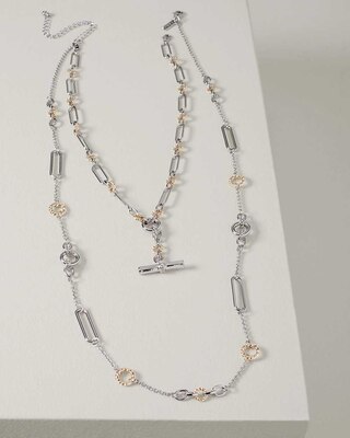 Mixed-Metal Rope Chain Convertible Double Strand Necklace
