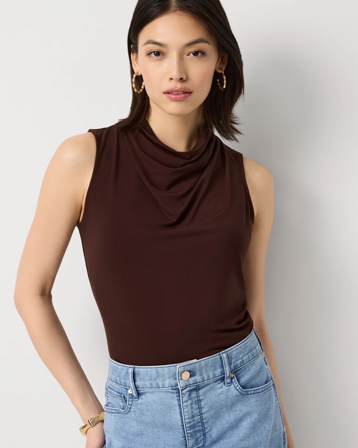 Women's Cowl Neck Sleeveless Top in Ravine size XXS | White House Black Market, Going Out Tops