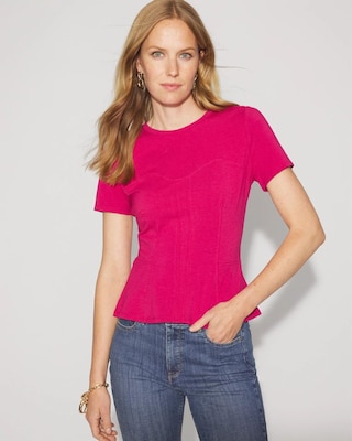 Short Sleeve Seamed Peplum Tee