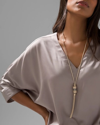 Goldtone Rings Adjustable Tassel Necklace