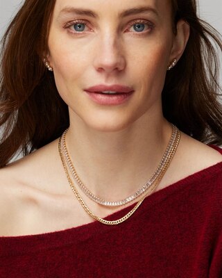 Gold Princess Tennis Necklace