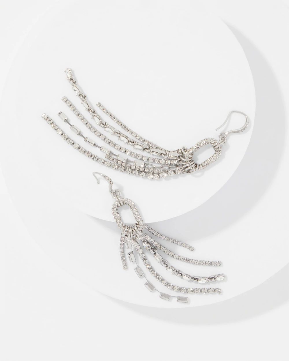 Rhinestone Fringe Drop Earrings click to view larger image.