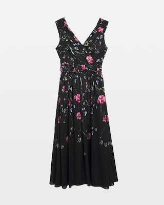 Petite Sleeveless V-Neck Braided Waist Midi Dress click to view larger image.