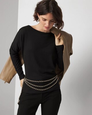 Long Sleeve Knit Top with Cutout Back click to view larger image.