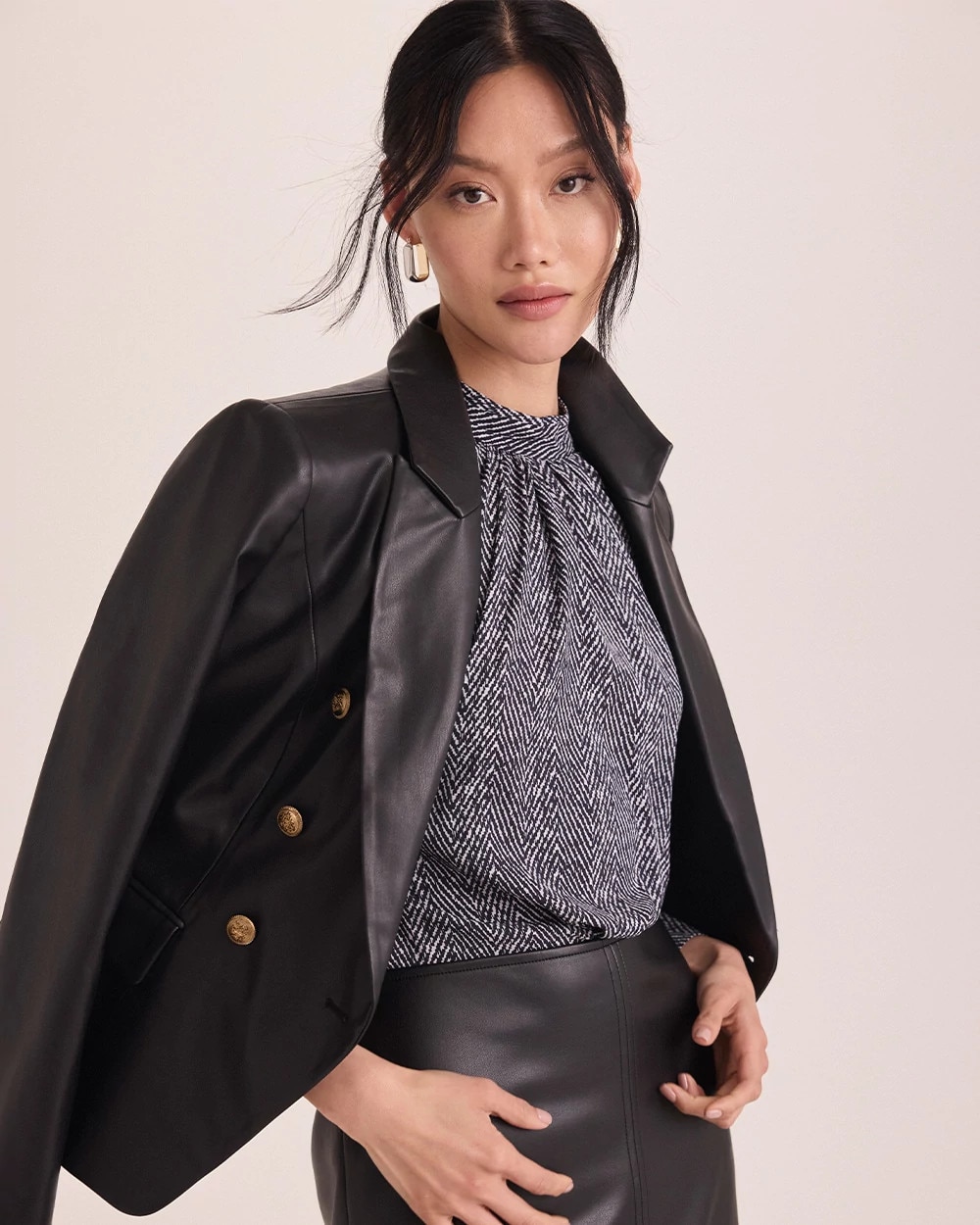 Satin Mock Neck Blouse