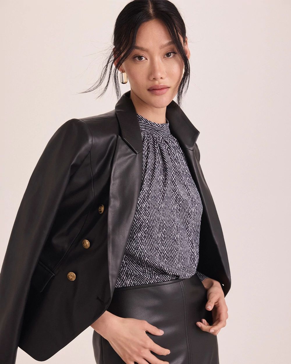 Satin Mock Neck Blouse