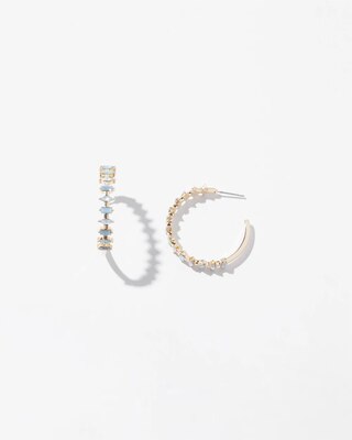Gold + Blue Baguette Hoop Earrings