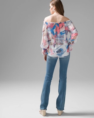 Ruffle Neck Off-the-Shoulder Blouse