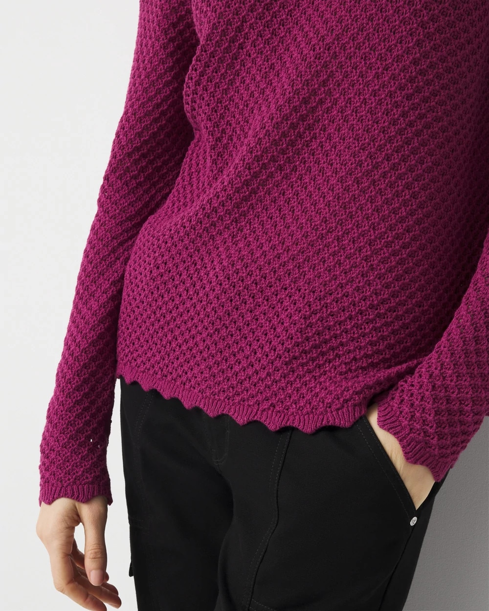 Pointelle Pullover Sweater - image 3