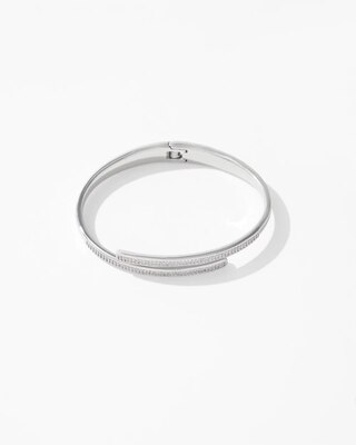 Silver Pave Overlap Hinge Bracelet
