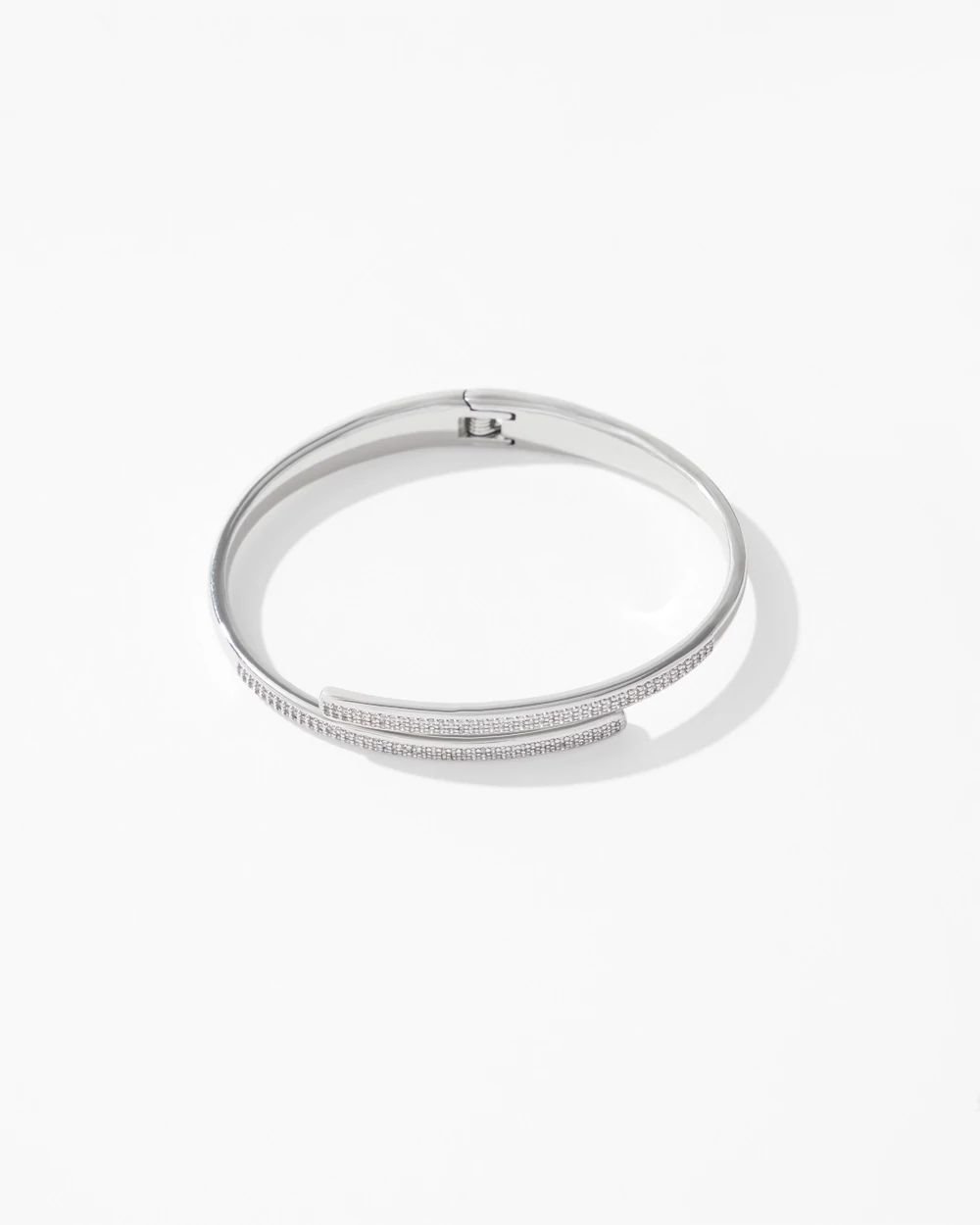 Silver Pave Overlap Hinge Bracelet