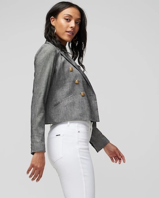 Cropped Linen-Blend Studio Blazer click to view larger image.