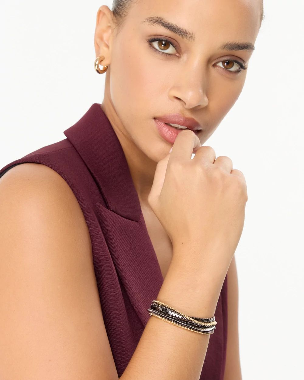 Tri-Color Chains Toggle Bracelet