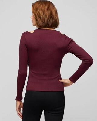 WHBM® FORME Long Sleeve Cutout Ribbed Top click to view larger image.