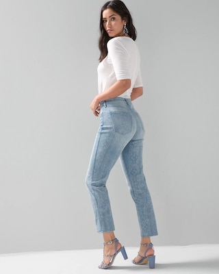 High Rise Everyday Soft Denim™ Laser Print Straight Jeans click to view larger image.