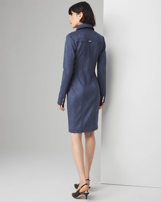 Long Sleeve Faux Suede Shacket Dress click to view larger image.