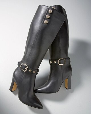 Leather Military High-Heel Boot