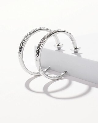 Silver Pave Hoop Earrings