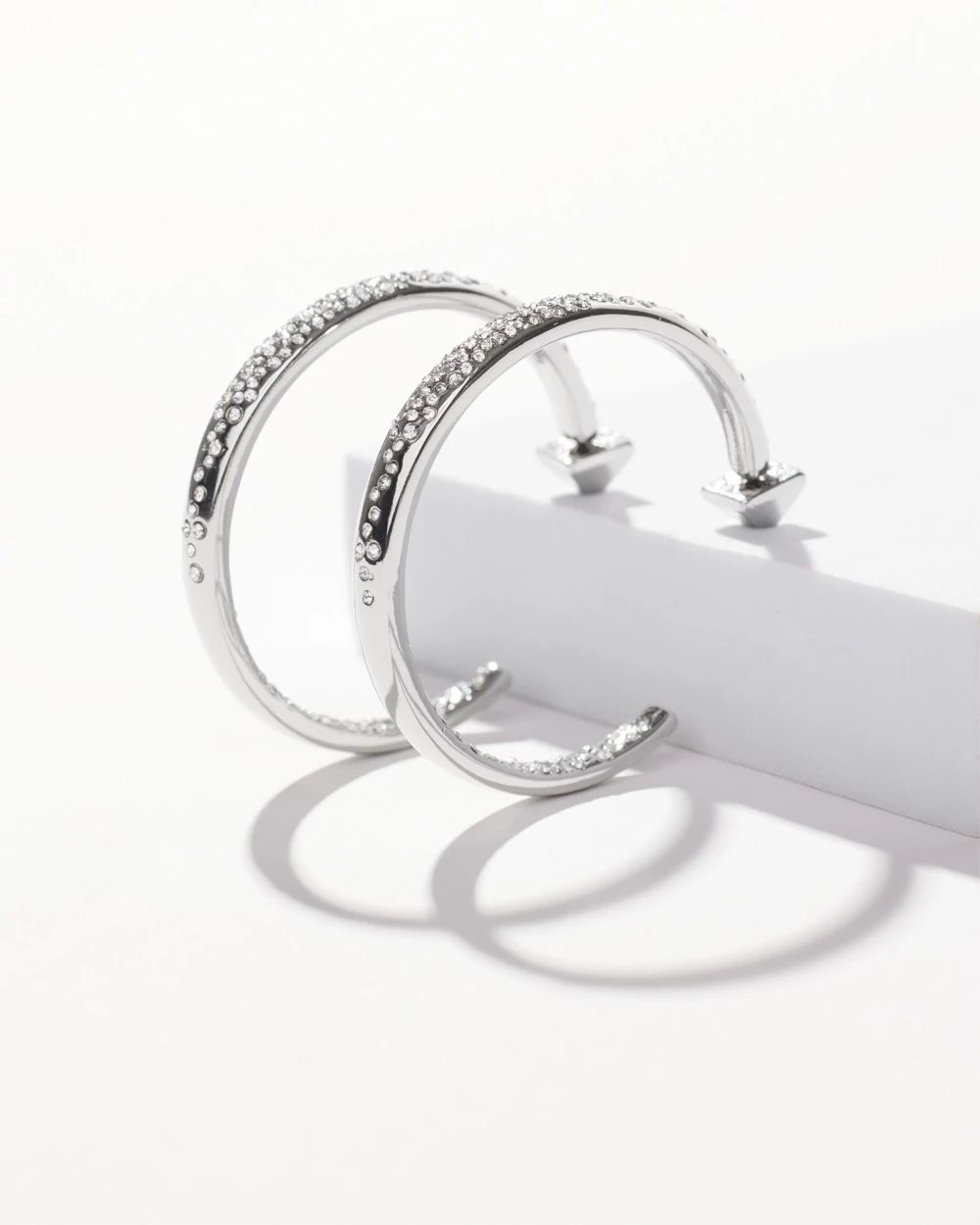 Silver Pave Hoop Earrings