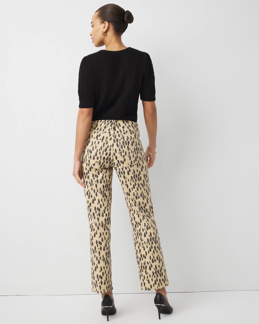 Leopard High Rise Straight Jean
