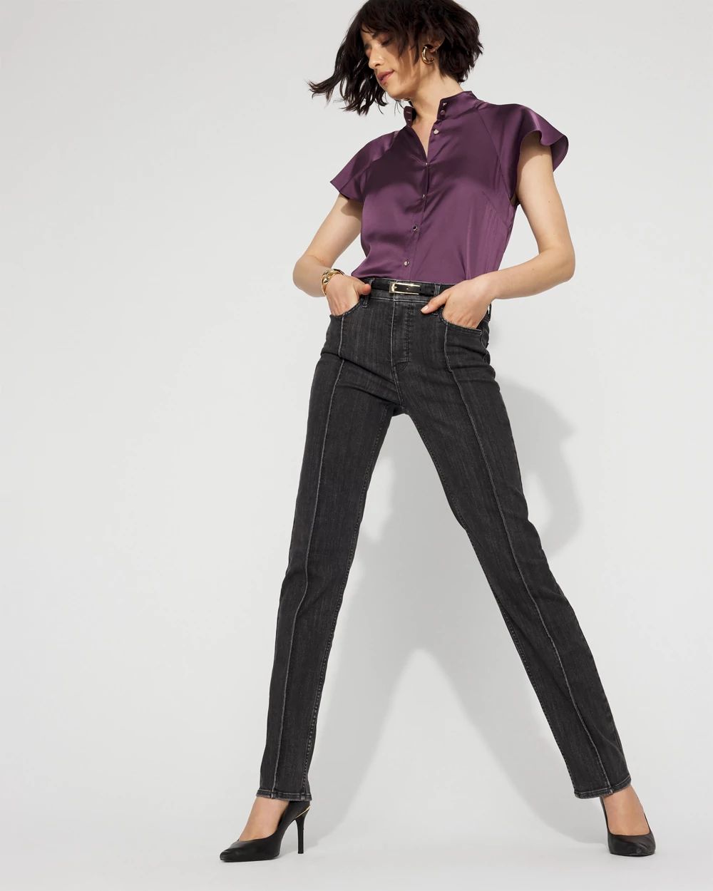 Pintuck High-Rise Skinny Jean click to view larger image.
