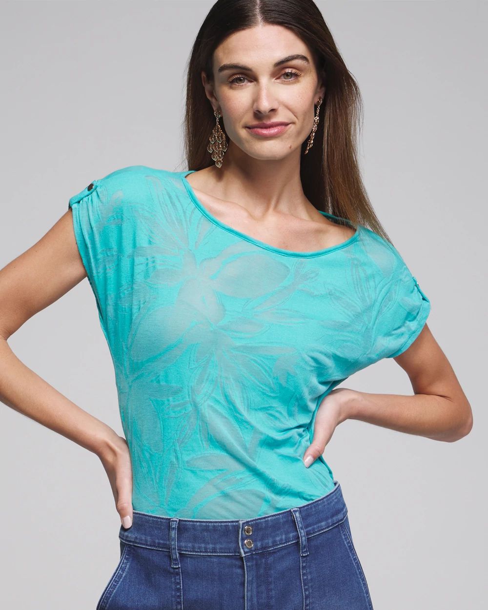 Outlet WHBM Tropical Burnout Tee