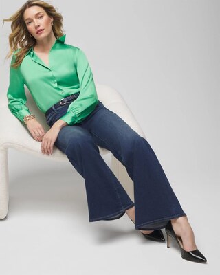 Long Sleeve Cuff Satin Shirt