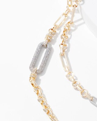 Mixed Metal Convertible Pave Links Necklace