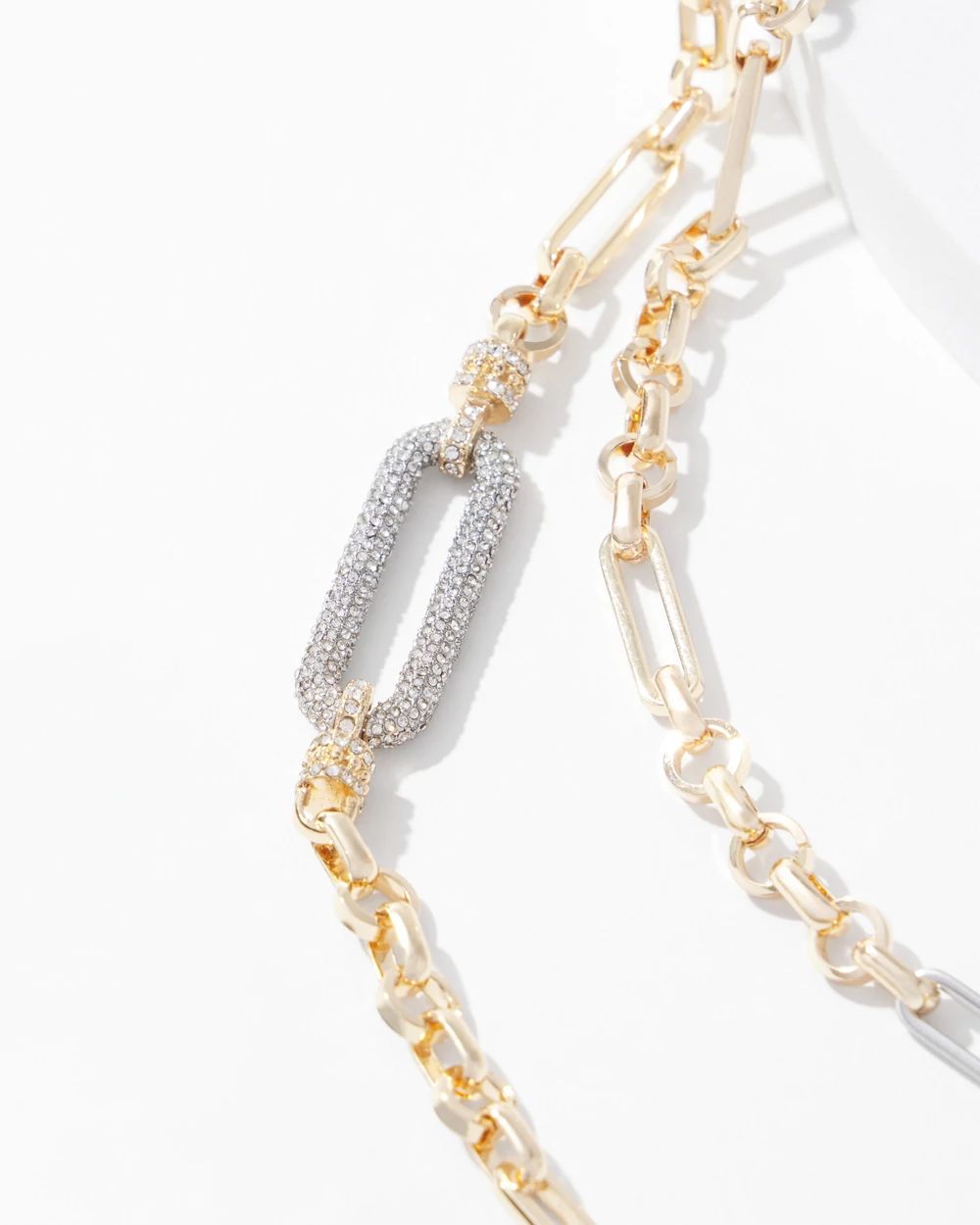 Mixed Metal Convertible Pave Links Necklace