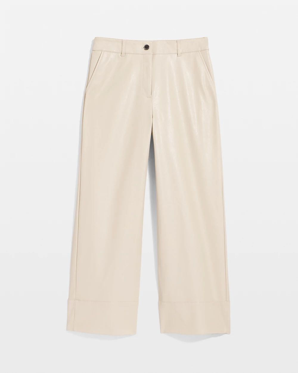 Faux Leather Wide Leg Crop Pant