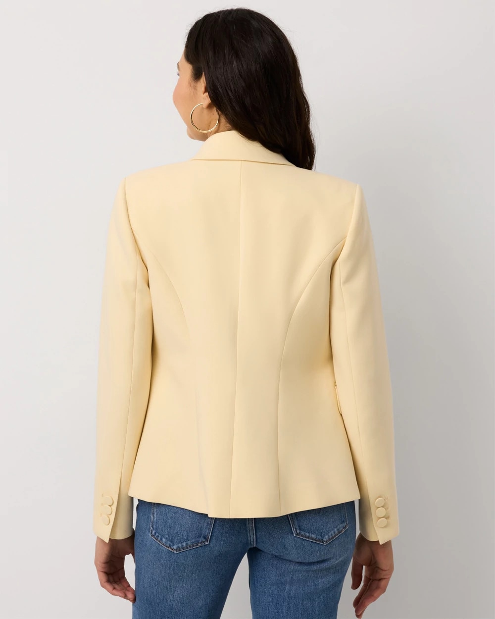 Petite Cropped Double Button Blazer