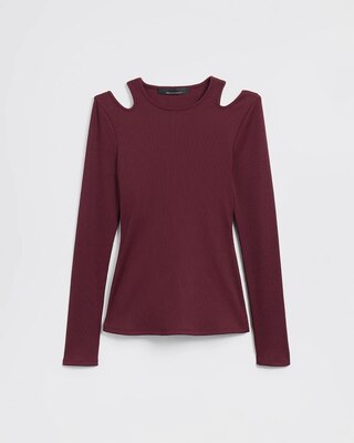 WHBM® FORME Long Sleeve Cutout Ribbed Top click to view larger image.