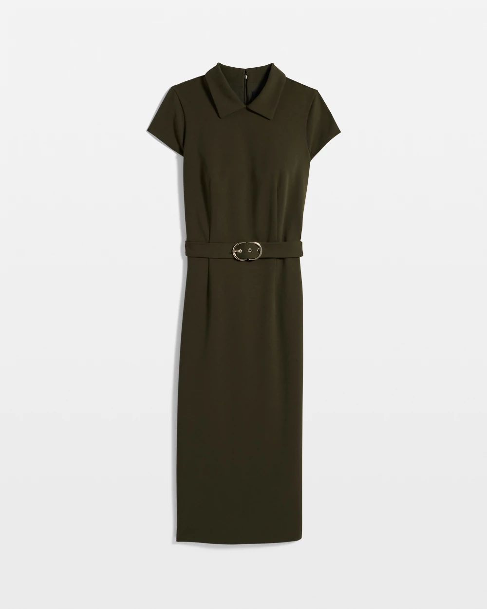 Stretch Crepe Collared Sheath Dress click to view larger image.
