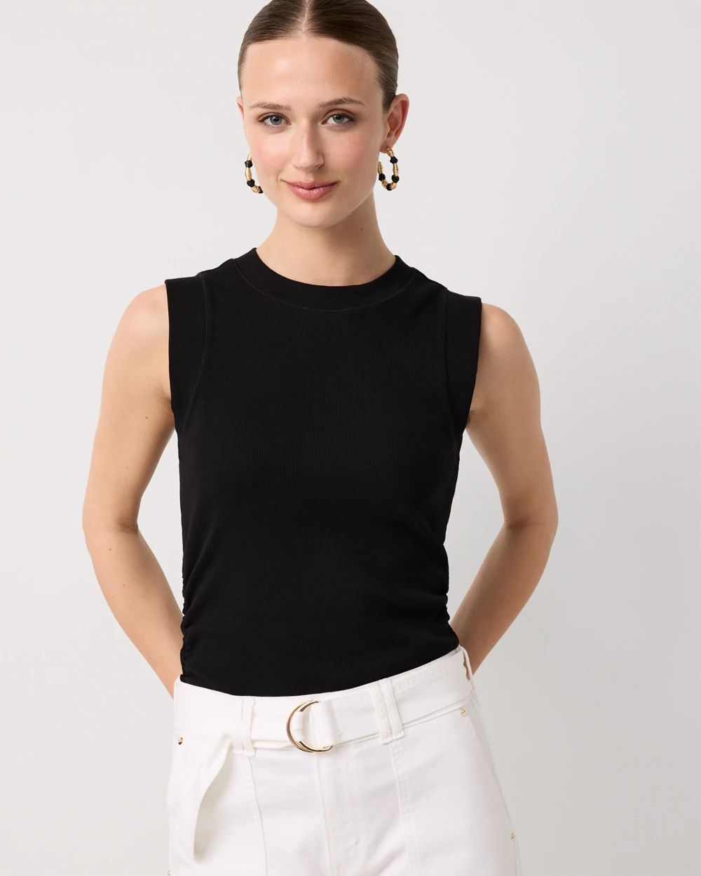 WHBM FORME™ Ribbed Stretch Ruched Side Tank