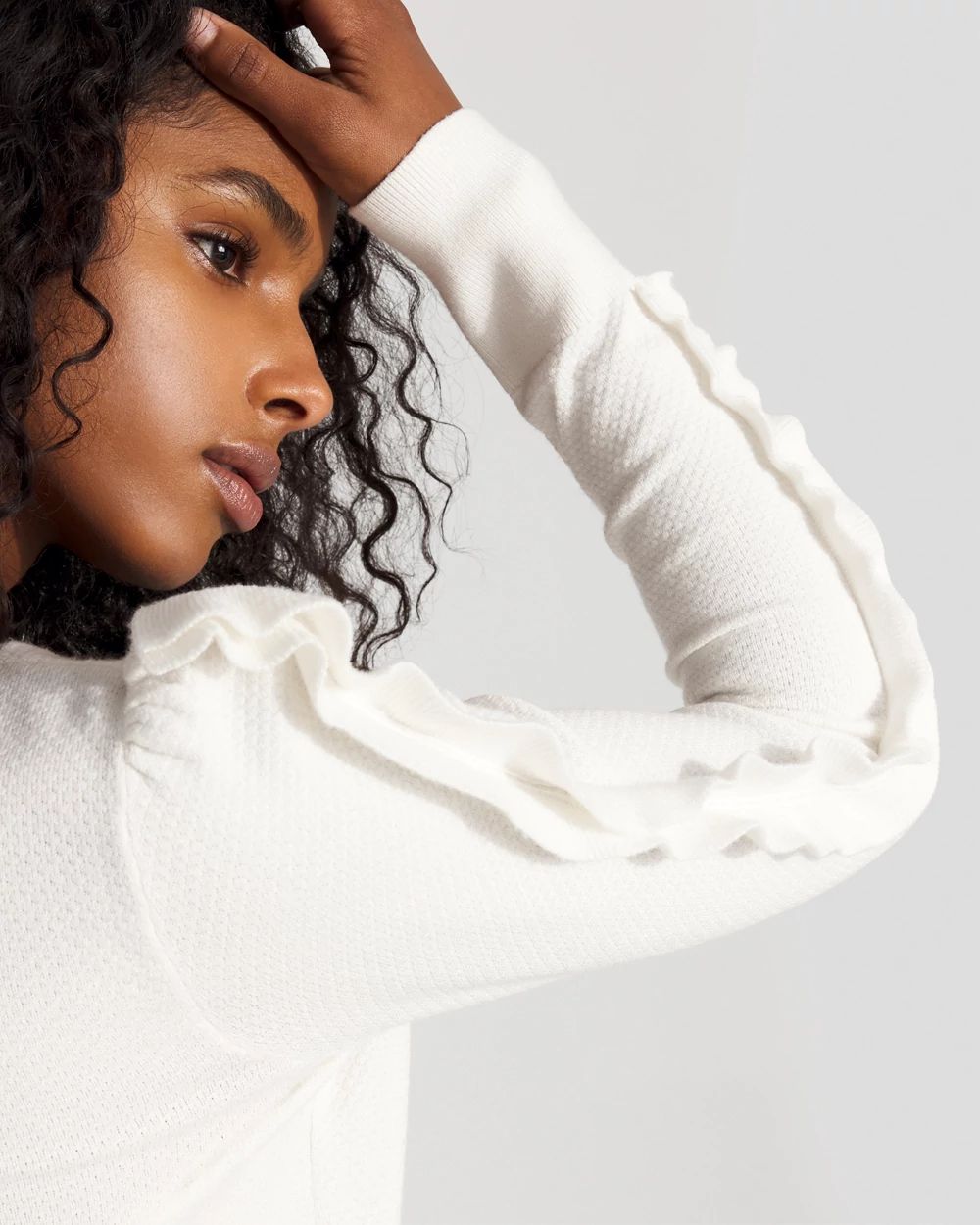 Ruffle Sleeve Pullover Sweater