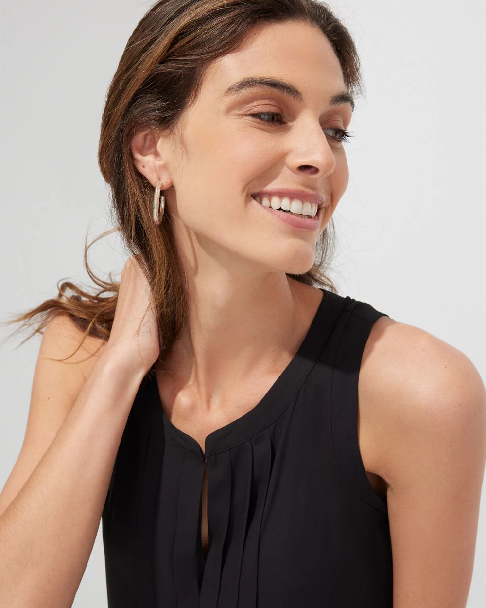 Outlet WHBM Pleated Split-Neck Shell