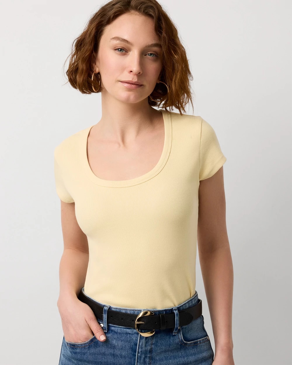 WHBM FORME™ Ribbed Scoop Neck Tee