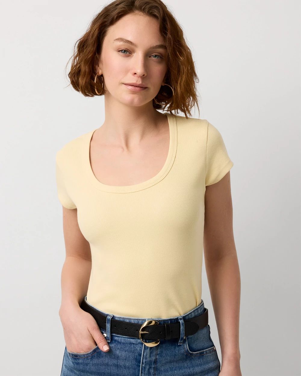 WHBM FORME™ Ribbed Scoop Neck Tee