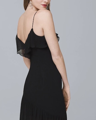 Aidan Mattox Black Pleated Midi Dress