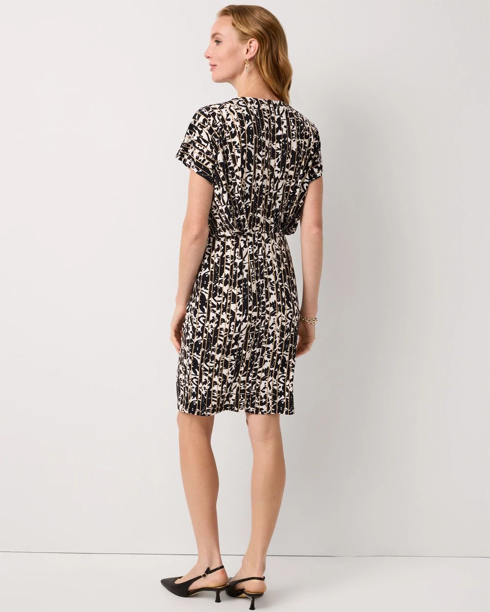 Petite Matte-Jersey Pleated Dress