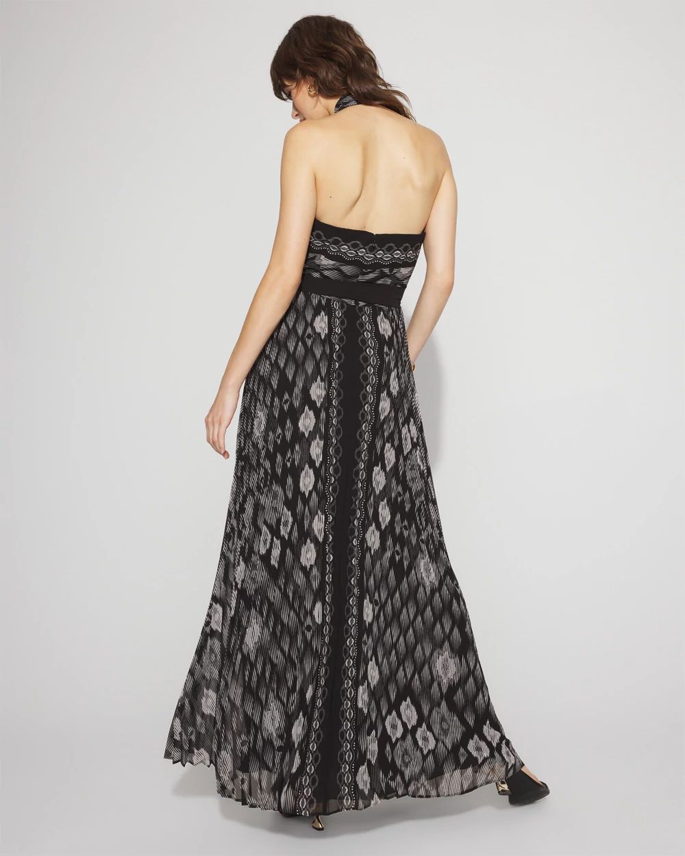 Ikat Print Halter Maxi Dress