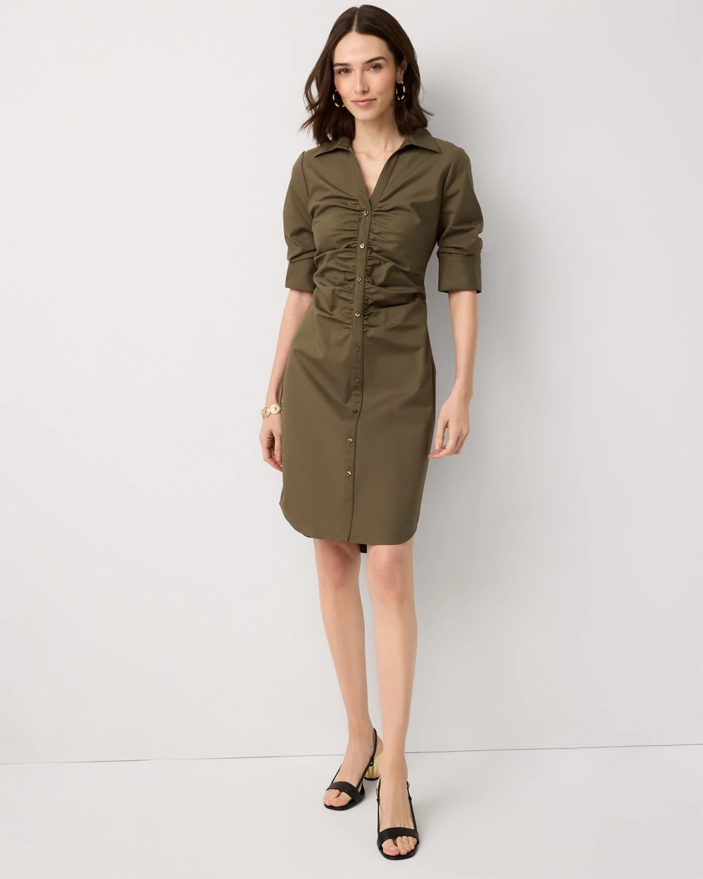Ruched Shirt Dress